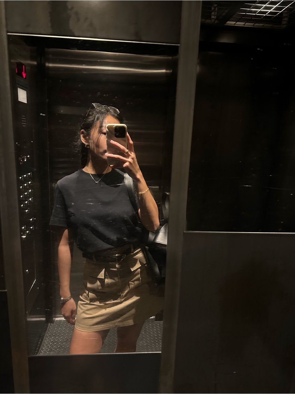 Tan Cargo Mini Skirt